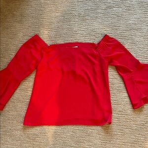 Amanda Uprichard Vibrant Red Off-Shoulder Blouse